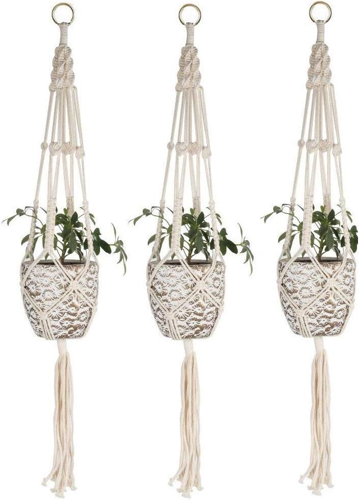 3 Pack Plant Hanger Macrame Flower Pot Hanging Holder Cotton Rope Planter Basket for Indoor Outdoor Ceiling Garden Home Décor (4 Legs, 3 Packs, 41in/104cm) HG20x3 by STYDDIEU