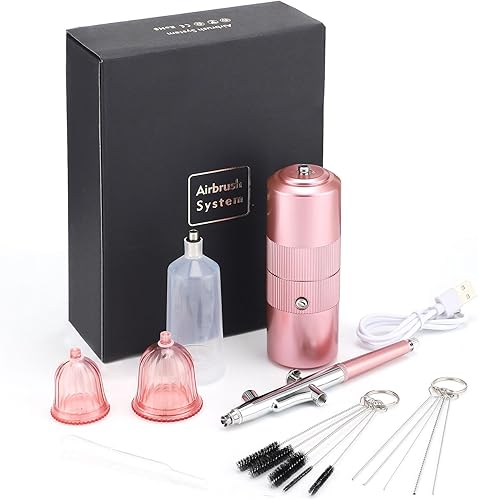 Miniatura 7 de Kit de aerógrafo con compresor de aire, kit de aerógrafo para uñas, máquina de aerógrafo de uñas, pistola de aerógrafo inalámbrica para maquillaje