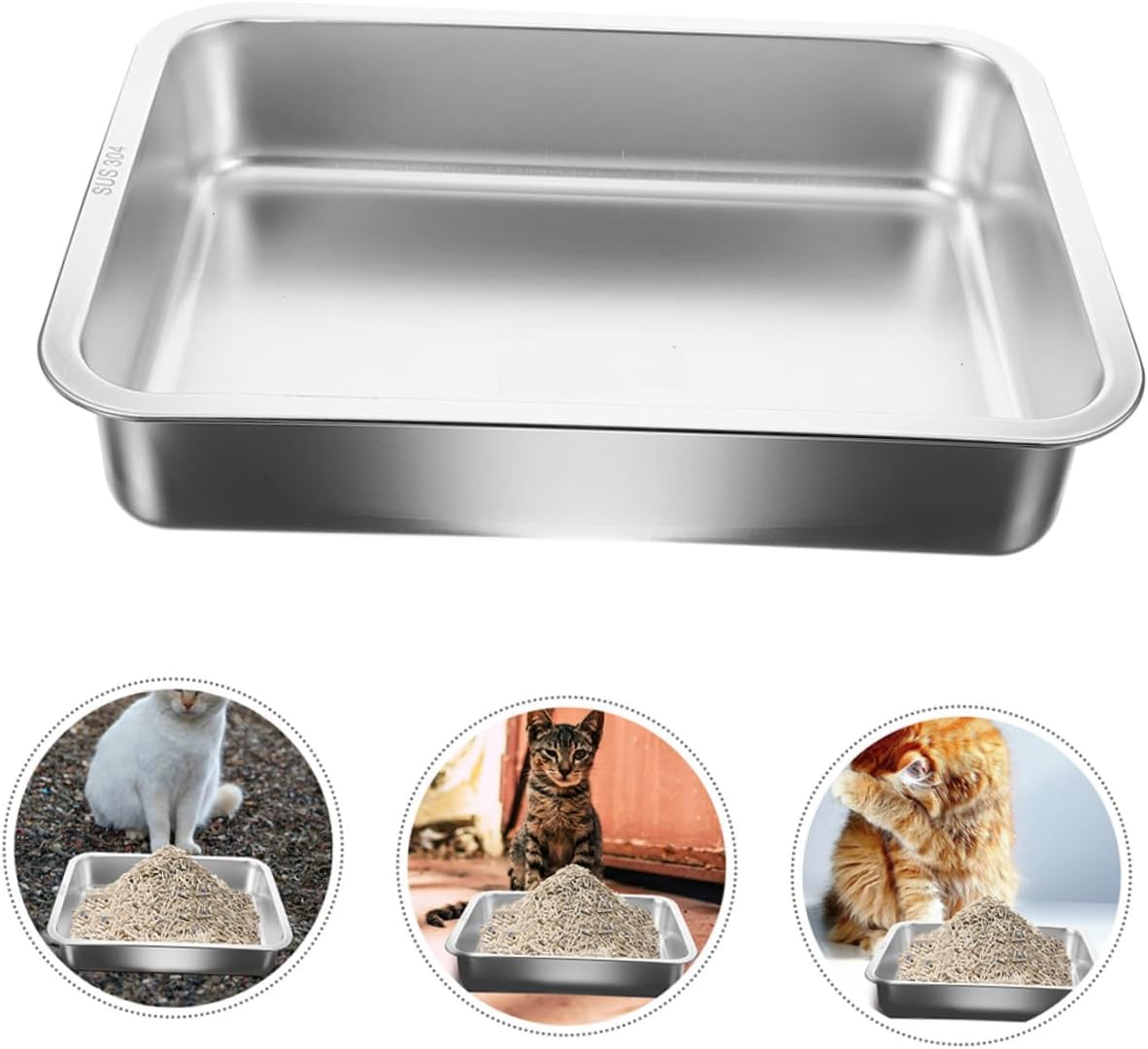 UPKOCH Stainless Steel Cat Litter Box Lid Open Design for Kittens and Cats Easy to Construction Space-Saving Pet Waste