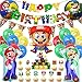 Super Mario Theme Party Decorazioni,48 Pezzi Festa Super Mario Compleanno Mario Bros Palloncini Super Mario Compleanno Striscioni Compleanno Super Mario Palloncini Decorazioni Torta ect...