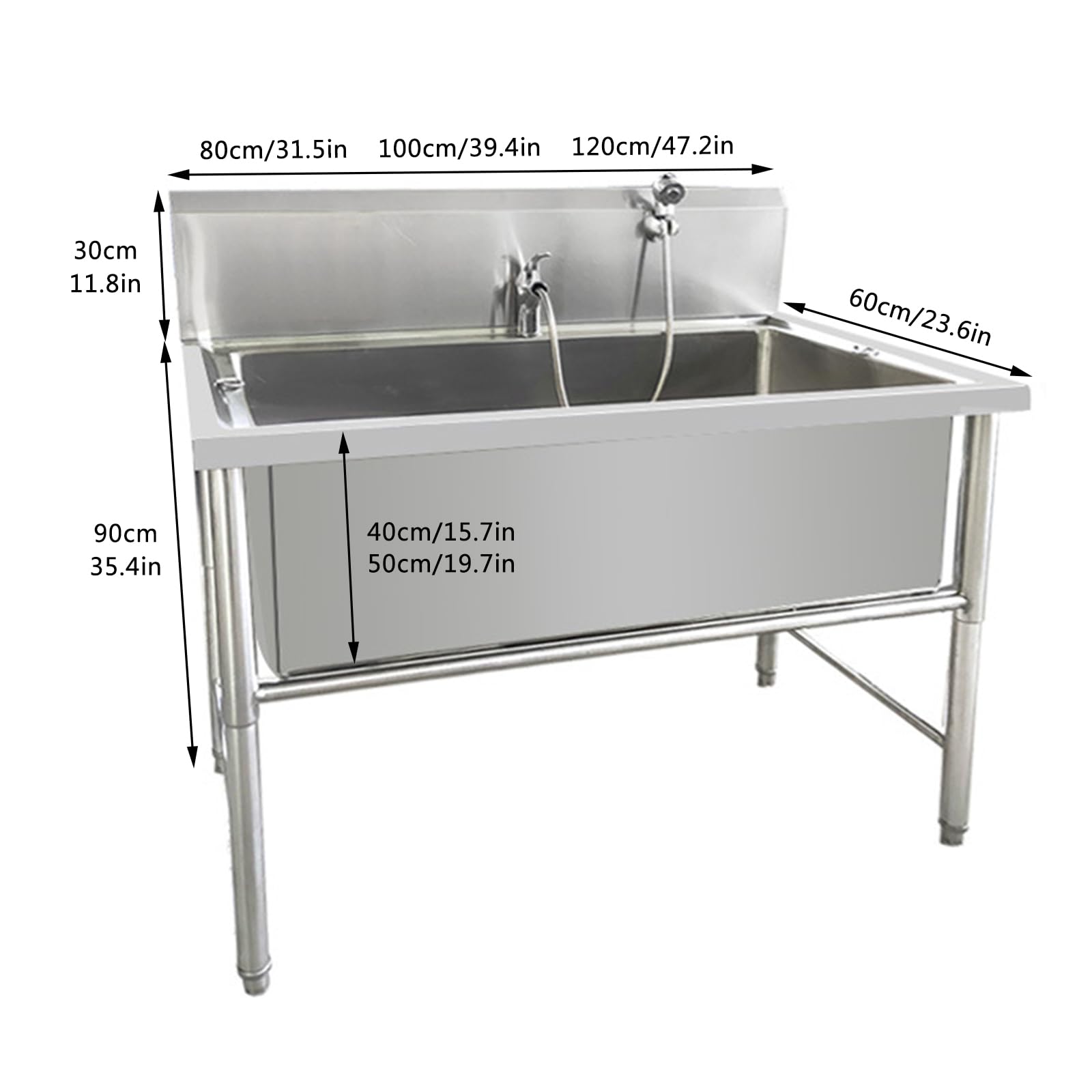 Bañera Para Perros,Estación De Baño Para Lavado De Mascotas Para El Hogar,Estación De Baño Profesional De Acero Inoxidable Para Perros,Lavabo De Ducha,Bañera Para Mascotas,Para Perros Grandes(100cm/39