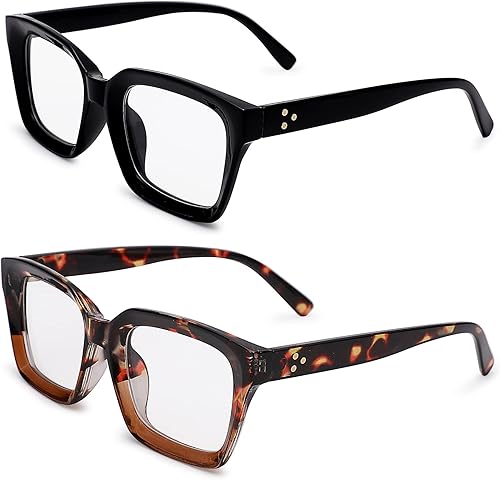 Miniatura 7 de COASION Lentes de bloqueo de luz azul, lentes clásicos gruesos con montura cuadrada para mujeres y hombres