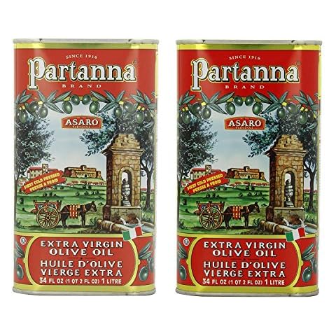 Partanna Extra Virgin Olive Oil 1 Liter (34-ounce) Can (Pack of 2) Cover