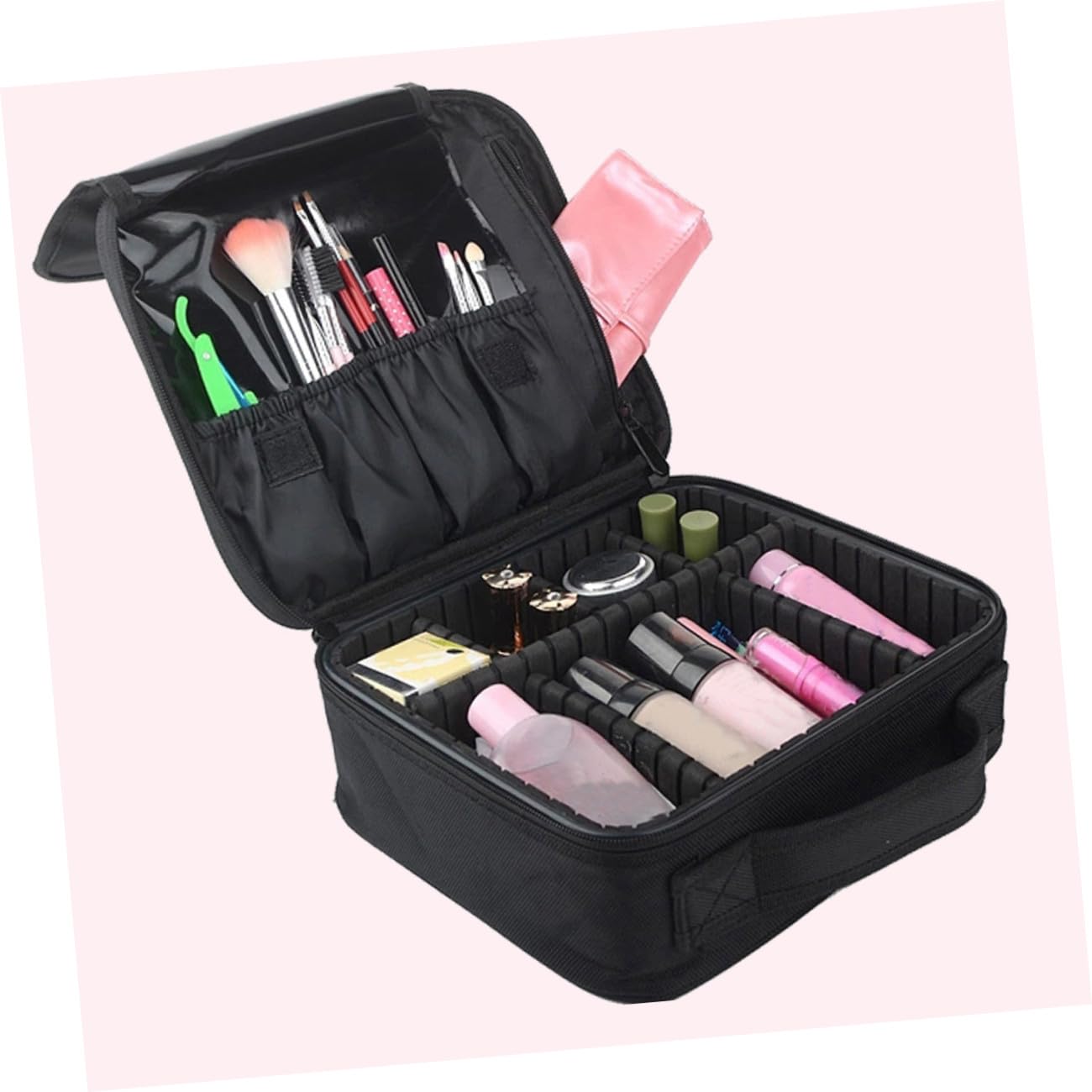 PACKOVE Borsa per Cosmetici Portatile con Scomparti Regolabili Valigetta Viaggio per S