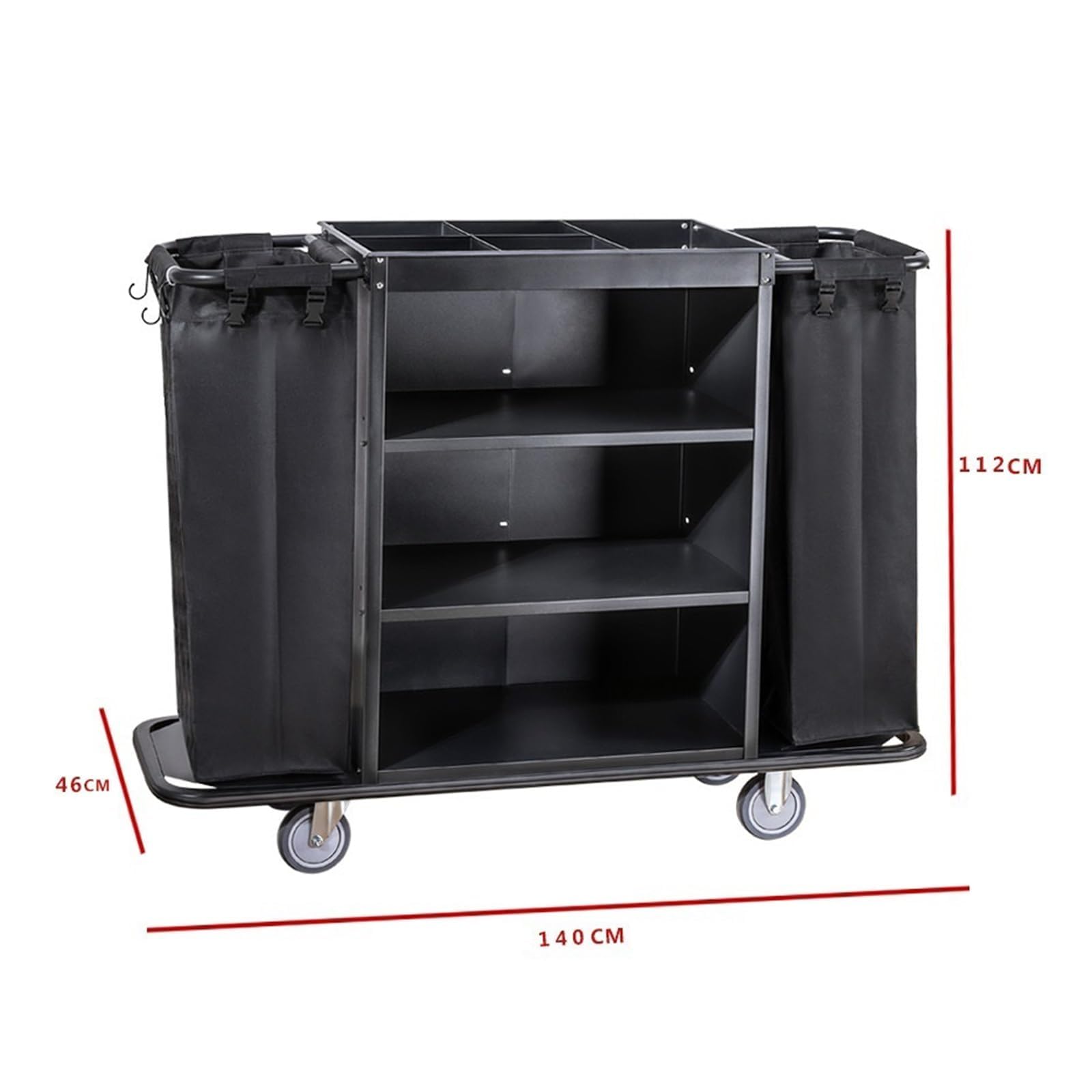 Carrito de limpieza multifuncional con bolsa de tela, carrito de limpieza de hotel para servicio de habitaciones, almacenamiento de suministros de limpieza para ama de llaves