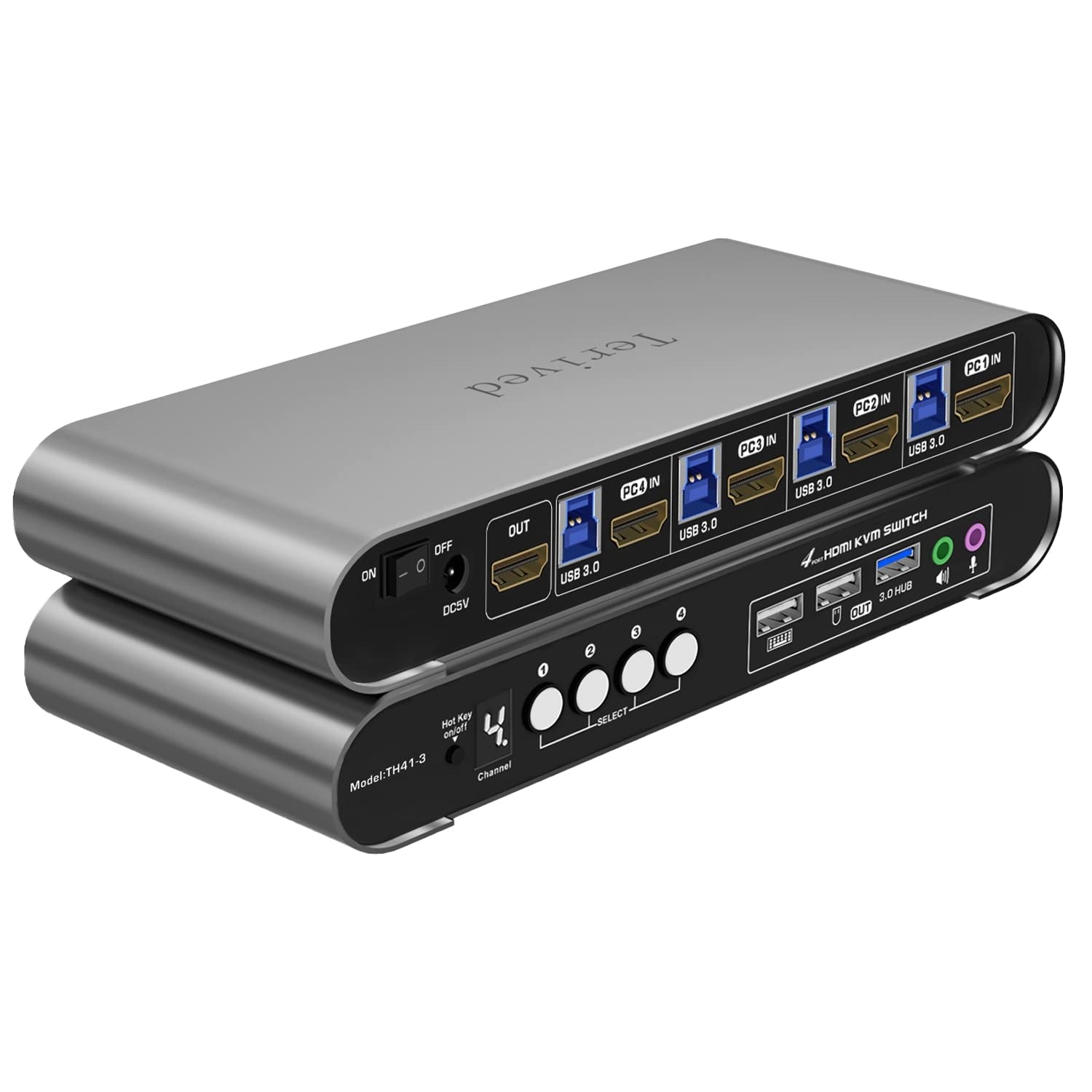 Terived TH41-3 KVMスイッチ Amazon.com: HDMI KVM Switch 4 in 1 Out with Hotkey Mouse