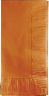 Creative Converting 323401 2PLY 1/8FLD Touch of Color 50-Count Dinner Napkins, 1/8 Fold, Pumpkin Spice, 6.5" x 6.5", Orange