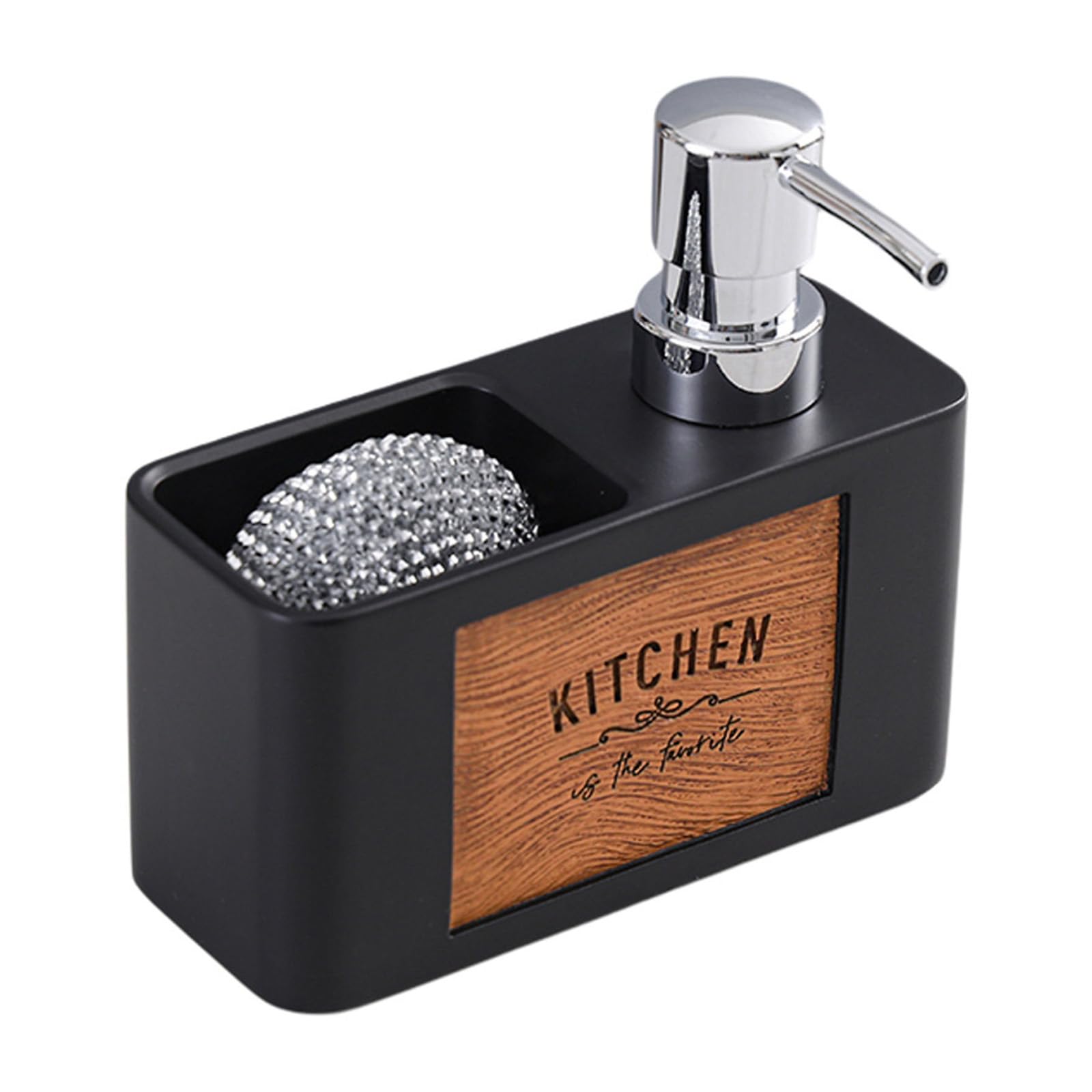 Kitchen Soap Dispenser with Sponge Holder, 2 in 1 Countertop Soap Pump Dispenser for Kitchen Dishwashing with Sponge Holder