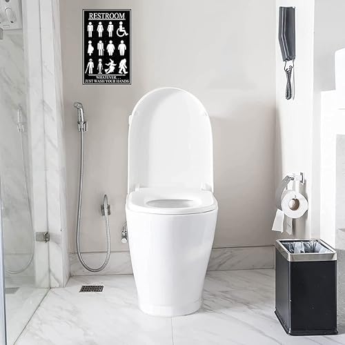 Miniatura 6 de EMOHAT Letrero divertido de metal con texto en inglés «Whatever Just Wash Your Hands» para puerta de baño, baño, hogar, hotel, decoración de pared,