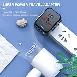 Universal Travel Adapter, HITRENDS International Power Adapter, All in One Wall Outlet Adaptor Charger with High Speed 2.4A 3USB & 3.0A Type-C, Worldwide Travel Plug Adapter for US European UK AUS