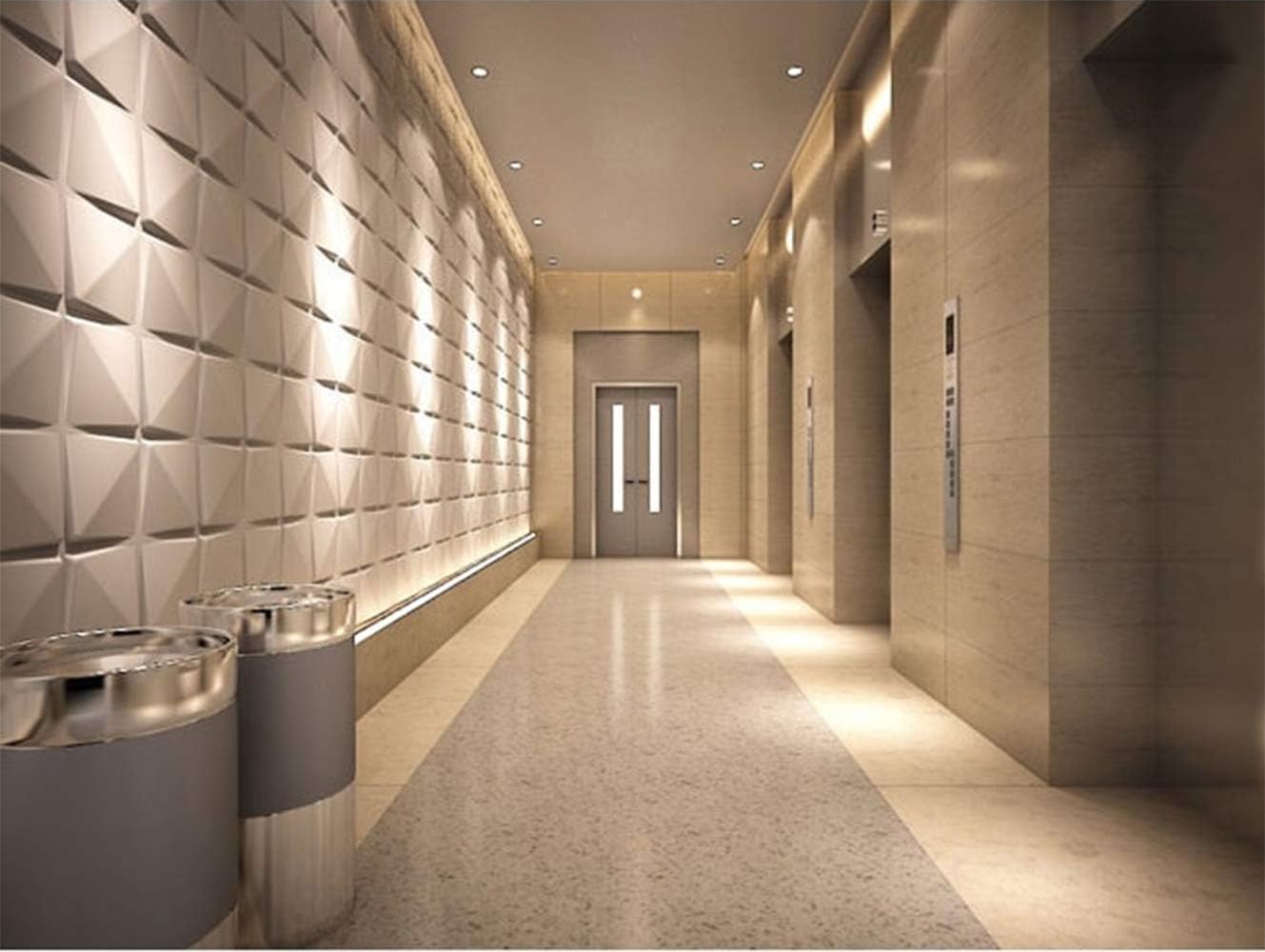 Kingsman 19.6 in. x 19.6 in. x 1 in. Off-White ECO Plant Fiber Material Glue-On Wainscot 3D Wall Panels (10-Pack) (Marcus)