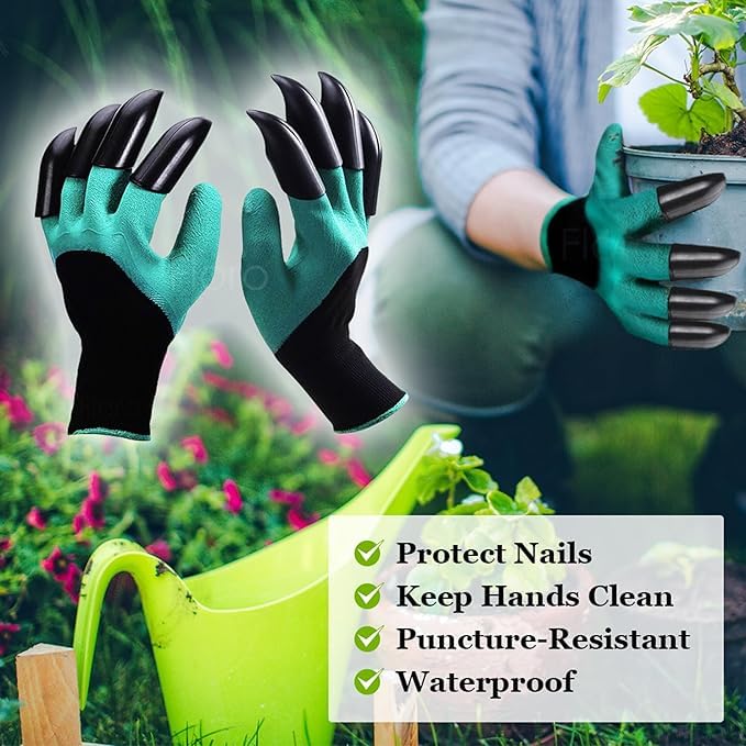 Image of Garden Art Multipurpose Gloves| Cut-Resistant Gloves, Rubber Coated, Comfortable For Wood Working, Construction Work, Electric Welding and Other Activites (With 2 Hand Claws)