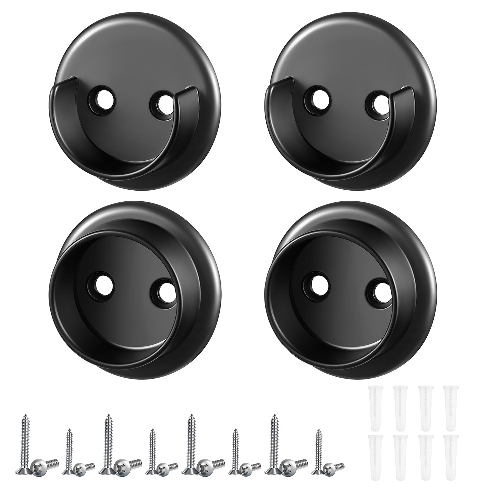 Coshar 6-Pack Closet Rod Brackets - U-Shaped Pole Holders For 1-Inch Rods, Black