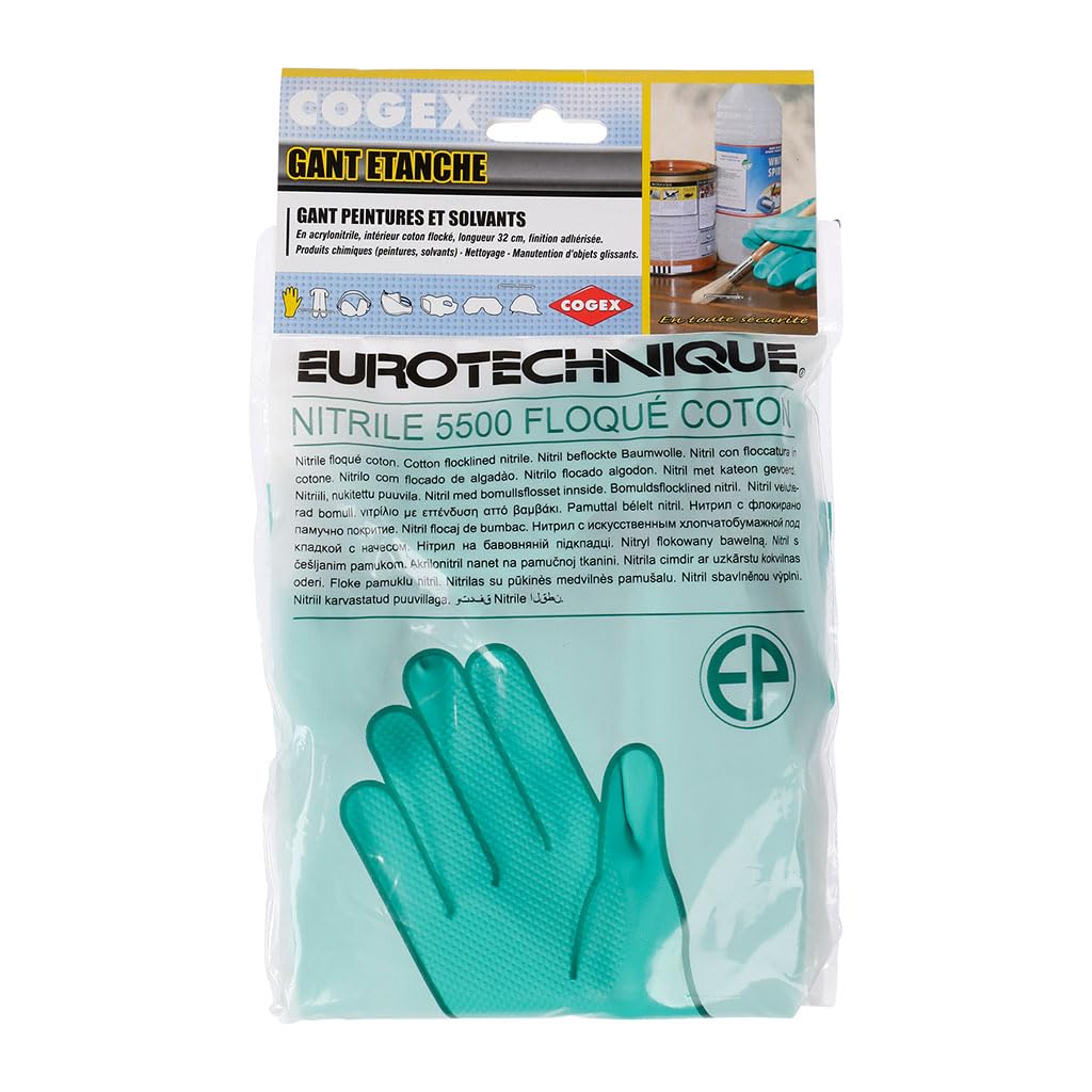 Cogex Nitril Handschuhe Paar – Größe 10 (44), 30 Cm Lang, Mit Baumwoll-Flockierung, Für Lösungsmittel & Farbe