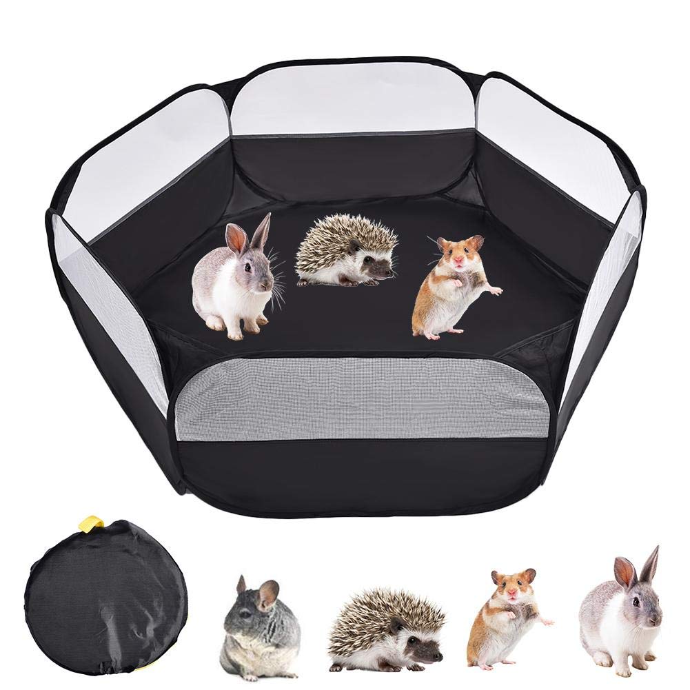 Blossomer Small Animal Playpen, Foldable Pet Cage Breathable Transparent Cage Exercise Yard Fence Indoor Outdoor Use For Kitten Puppy Guinea Rabbits Hamster