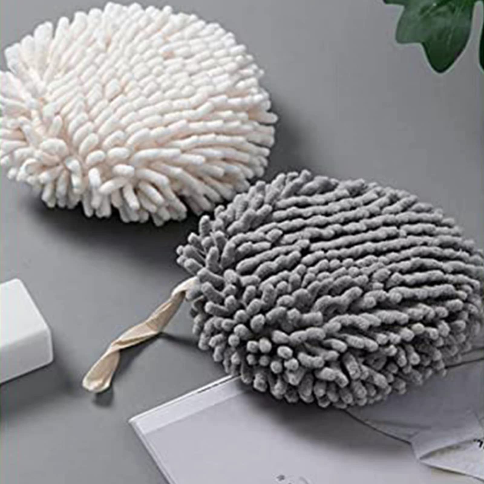 Fuzzy Ball Set Di 2 Asciugamani In Ciniglia Morbida - Ad Asciugatura Rapida, Con Passante, Rosa, Per Bagno E Cucina - 4
