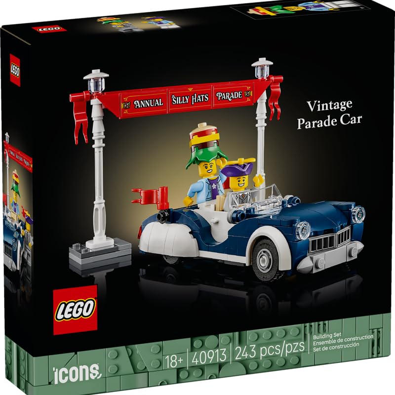 Image of Lego Icon Vintage Car Parade 40913 Toy Birthday Gift Present Blocks Mother's Day Father's Day Men Women Collection Display