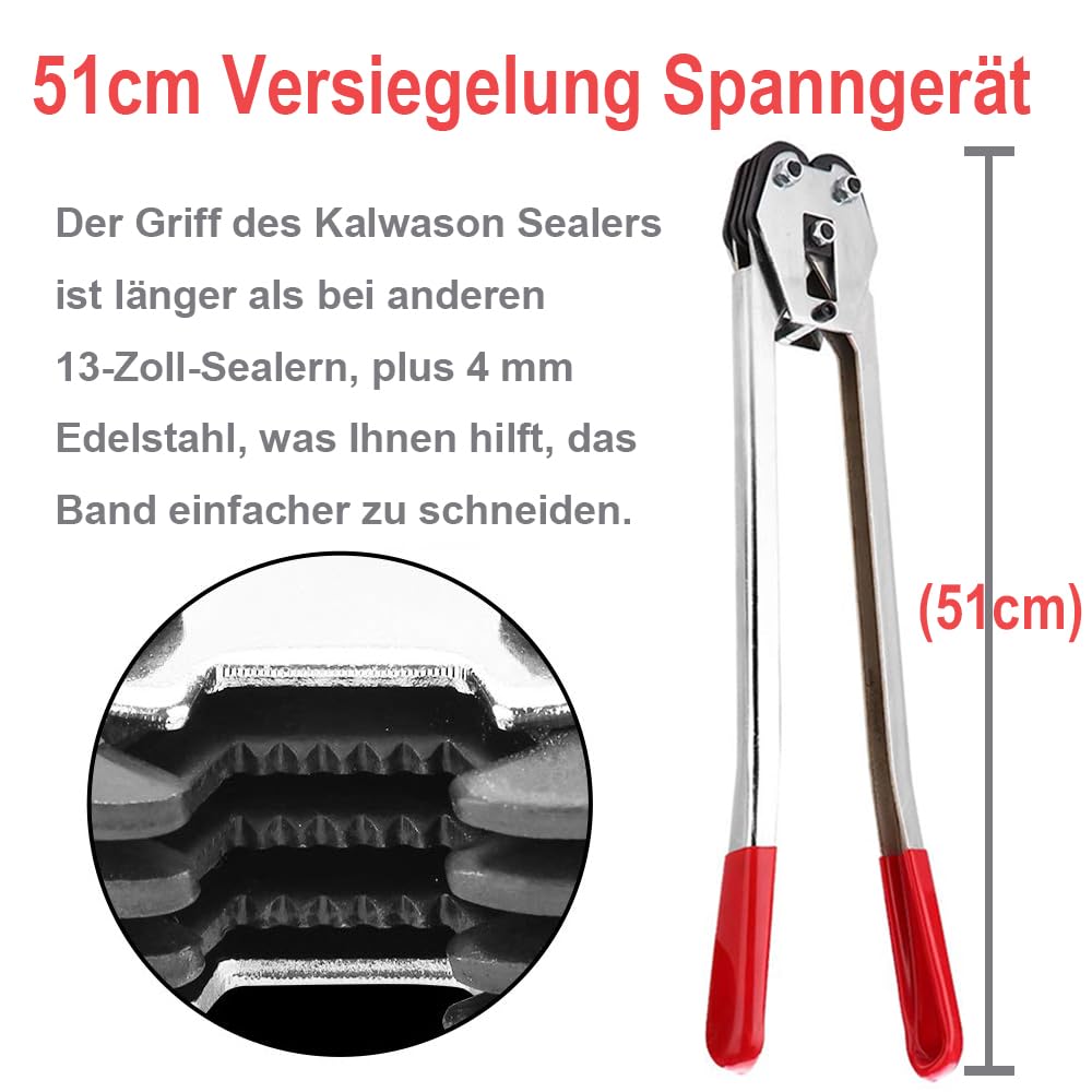 Bindewerkzeug Set für Umreifungsbänder – Poly Umreifungsspanner, Schneider & Versiegeler, manuelles Umreifungswerkzeug, Ankerwinden Set für 1/2–3/4 breites PP Band, mit 200 Verschlusshülsen