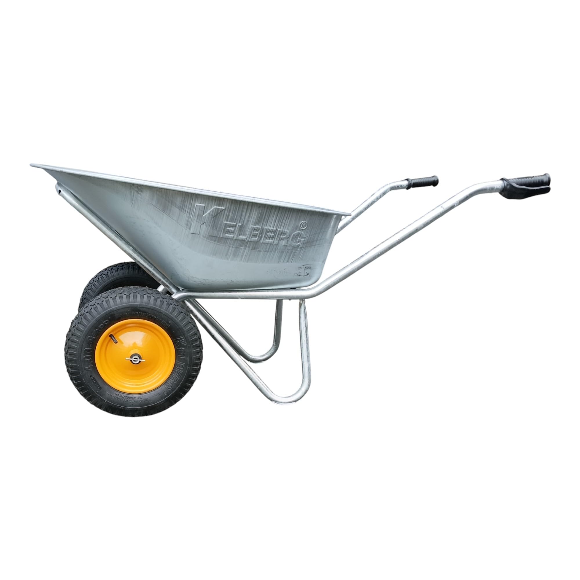 Schubkarre Agro 130L – 2-Rad – verzinkte Stahlmulde – stabile BAU-Schubkarre – 200 kg Traglast – für Garten, Hof & Baustelle 400-8 4PR Rad