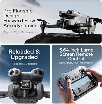 RC Drones with HD Camera for Adults, Brushless Motor Follow Me Foldable FPV RC Quadcopter with Screen Remote Controller, Optical Flow Positioning Headless Mode One Key Takeoff/Landing Lightweight Under 249g Drone Birthday Gifts for Beginners Drones with 2 Batteries & Storage Bag