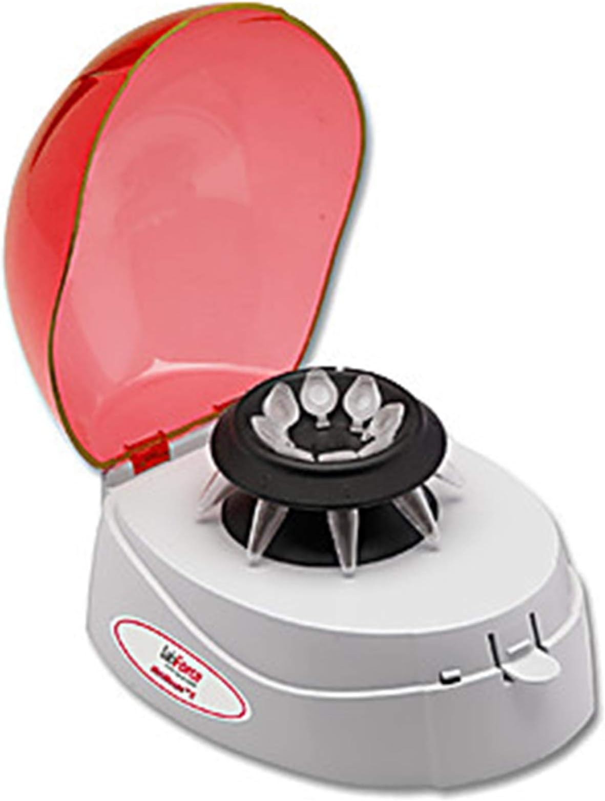 lab Force 1154J24 Mini Centrifuge with Clear Lid, 2 Rotors, European Plug, 100-240V, 6, 000rpm, 50-60Hz, 250W, 5.7" Width, 6.9" Length, 4.5" Height