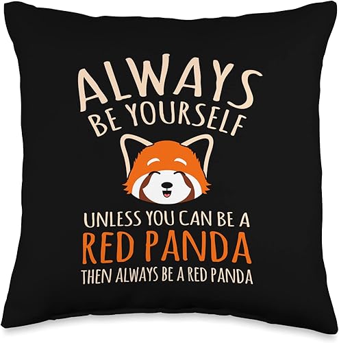 Always Be A Red Cute Pet Animal Pandas Lover Graphic Pillow - Almohada de 16 x 16 pulgadas, multicolor