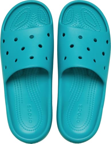 Image of Crocs Unisex Adult Classic Slide Lmd Croslite Slide | 206121-3UH |, Turbo Teal, 7 UK M / 8 UK W (M8W10)