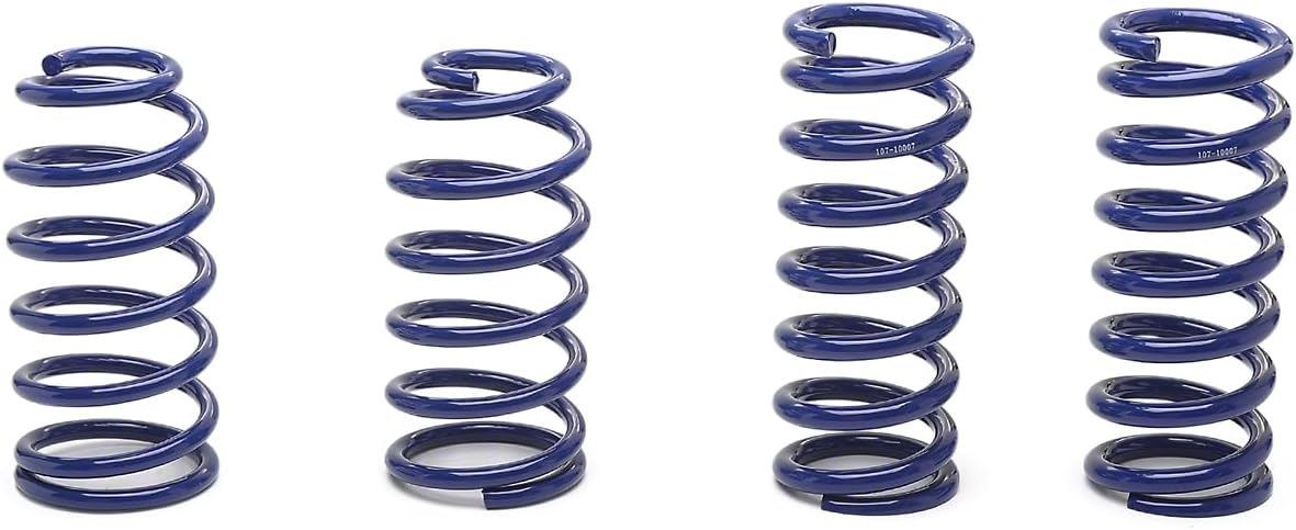 SR Performance Lowering Springs | Progressive Rate Suspension Springs 1.5 Inch Drop Front Rear Blue Performance Upgrade | Compatible with 1979-2004 Ford Mustang Coupe Excludes 99-04 Cobra