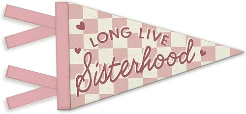 Decoración de guardería para bebé, banderines de pared de larga vida de la hermandad, banderines de pared, a cuadros rosa y beige, decoración para