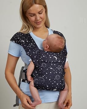 MOMTORY Newborn Carrier, Baby Carrier, Cozy Baby Wrap Carrier7-25lbs, with Hook&Loop for Easily Adjustable, Soft Fabric, Starry Night