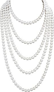 1920s Pearls Necklace Fashion Faux Pearls Gatsby Accessories Vintage Costume Jewelry Cream Long Necklace for Women