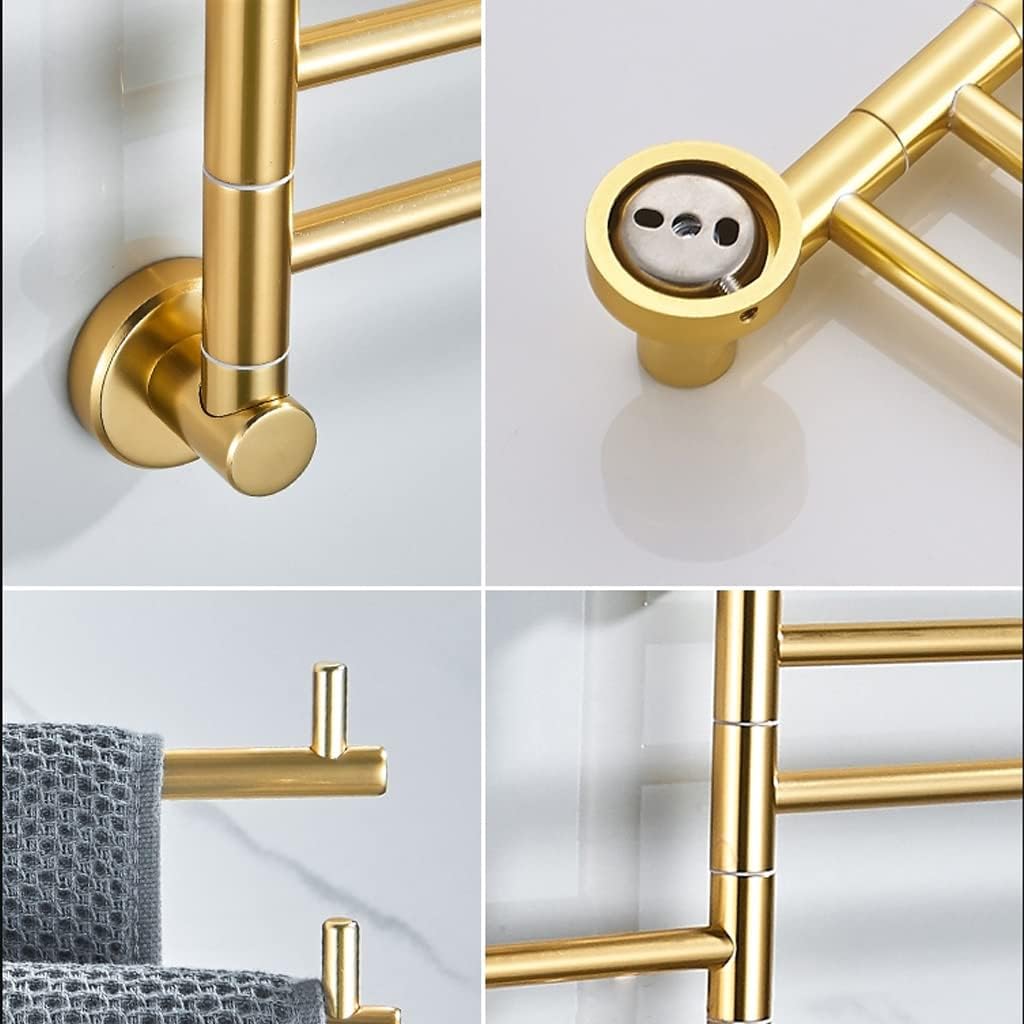 Aluminum Alloy Towel Rack ，Foldable Bathroom Towel Holder ，Modern Gold Swing Out Towel Racks Bars for Bathroom Holder Wall Mounted Swivel Towel Rail,Metal Folding Arm Swivel Towel Bar Holder Storage O