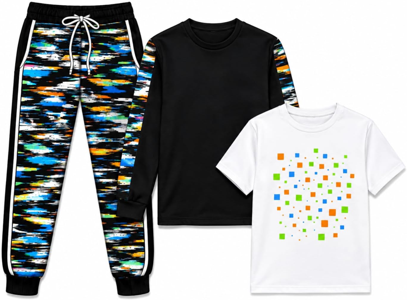 Summer Theme Jogger set with short sleeve and long sleeve tshirt