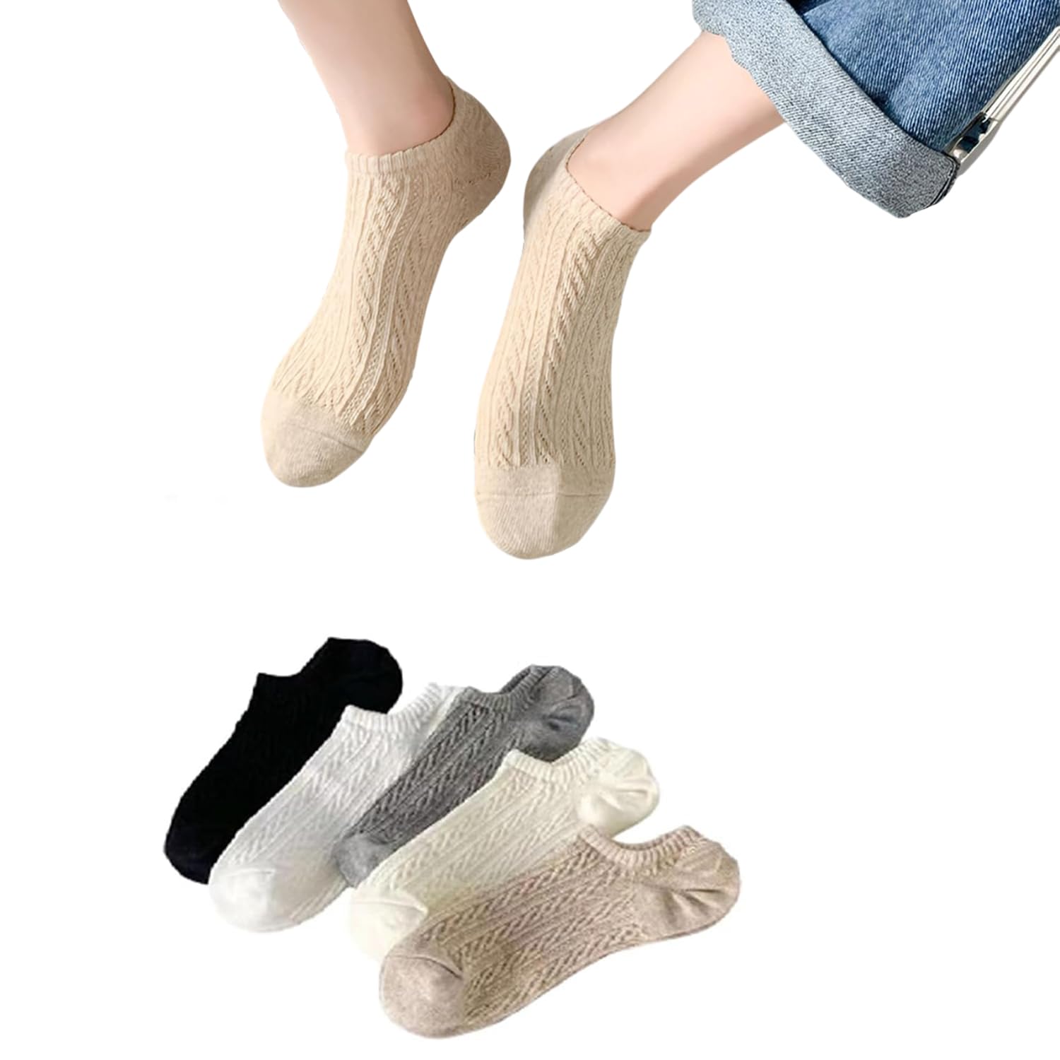 momisy Women's Cotton Blend Low Ankle Boat No Show Loafer Socks-Multicolor-Free Size-Pack of 5-picture-19