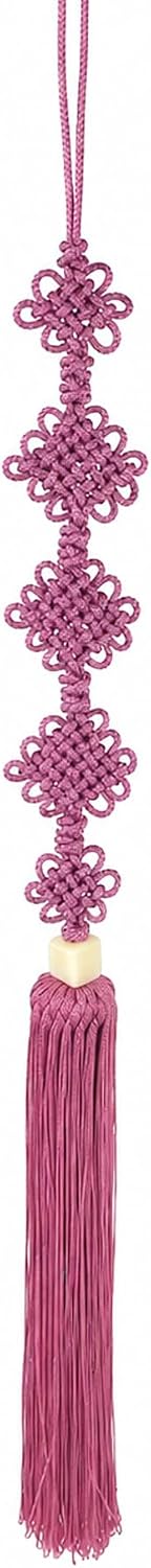 5-Tier Chrysanthemum Knot Norigae - Traditional Korean Long Maedeup Pendant Ornament - Four Colors Hanbok Tassel Charm (Dusty Blue)