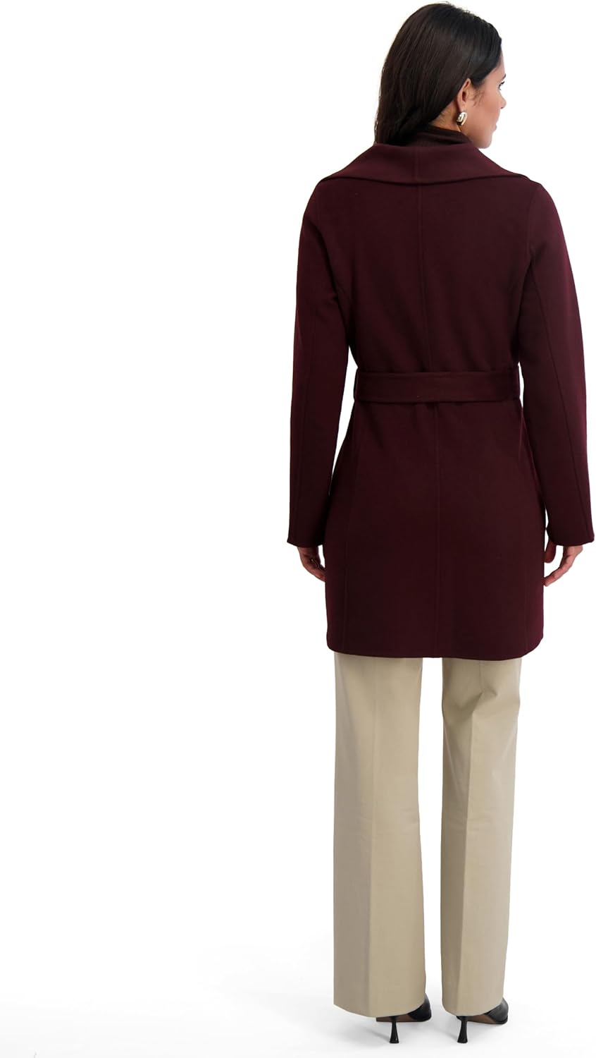 TAHARI Women's Double-faced Luxury Soft Wool Blend Peacoat- Wrap Wool Coat With Removable Belt - Image 3