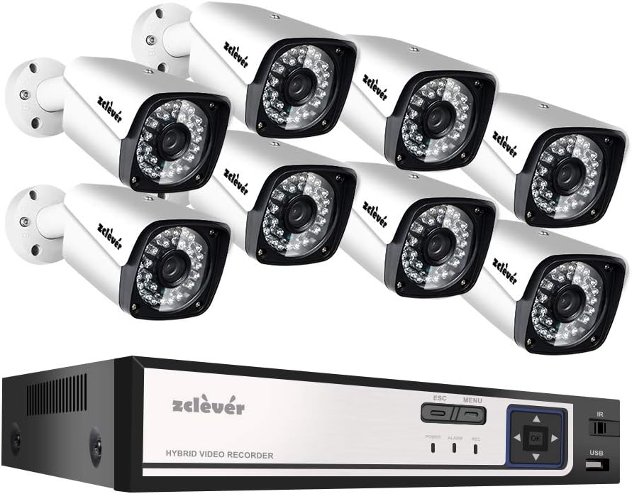 1080P Home Security Camera System, Zclever 8 Channel Surveillance DVR