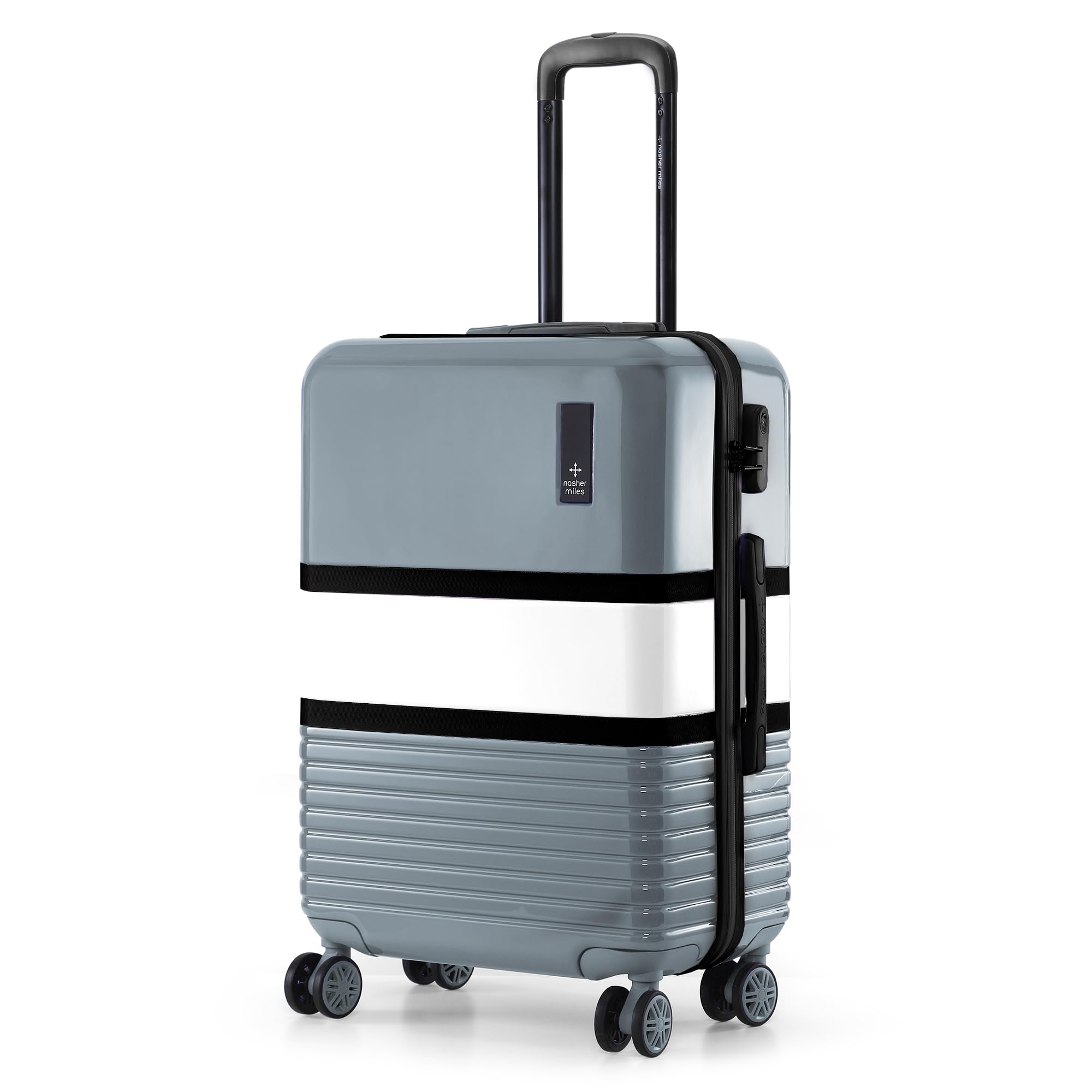 Mexico Hard-Sided Polycarbonate Check-in Luggage 24 inch | 65cm | 8 Wheels Medium Trolley Bag for Travel | Suitcase (Grey White)