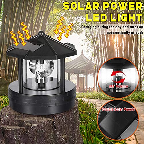 Hakuna Led Solar Powered Lighthouse,360 Degree Rotating Lamp Waterproof Statue Rotating Lights For Garden Yard Outdoor Décor #TOP6