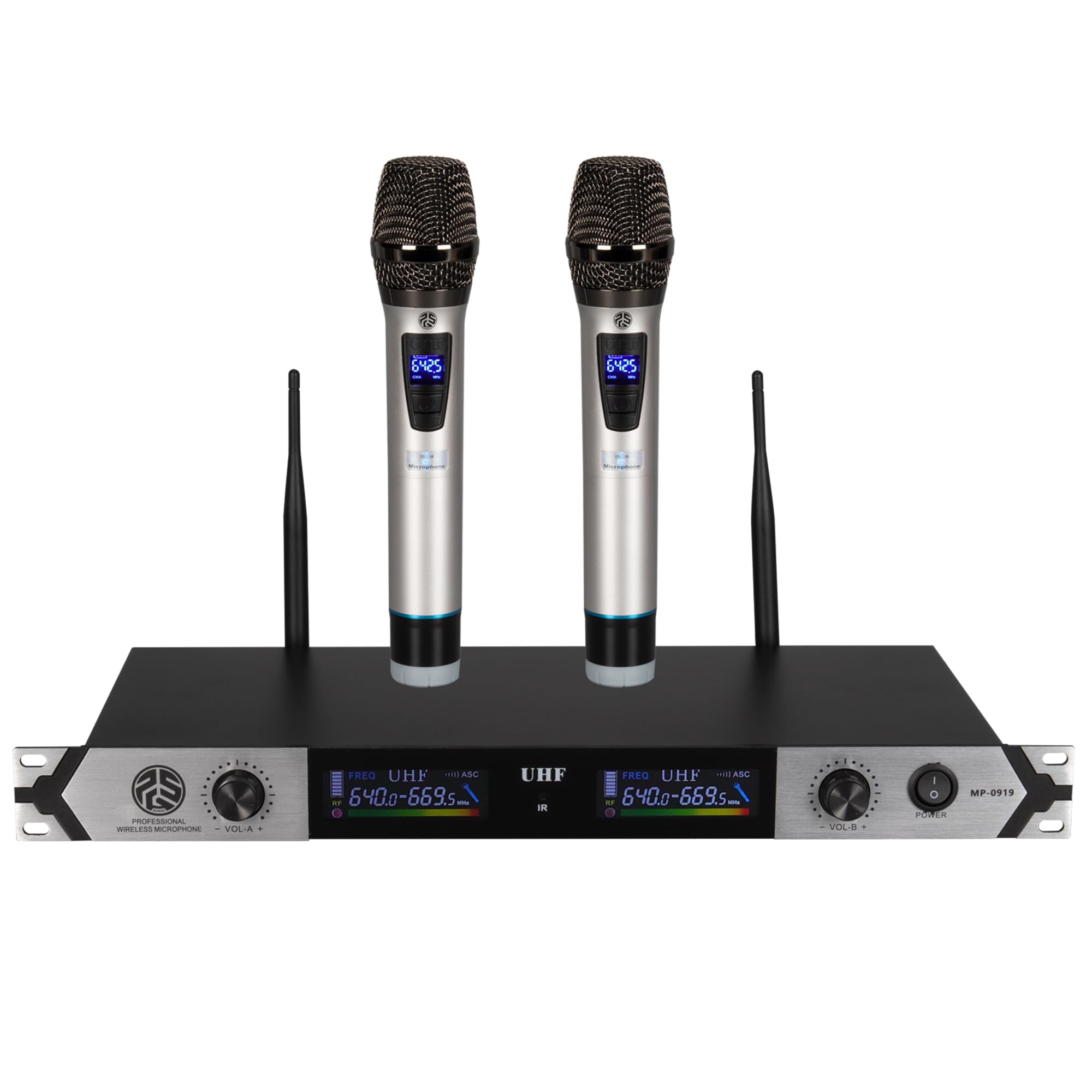 Amazon.com: PSG AUDIO MP-0919 Dual Wireless Microphone System, UHF