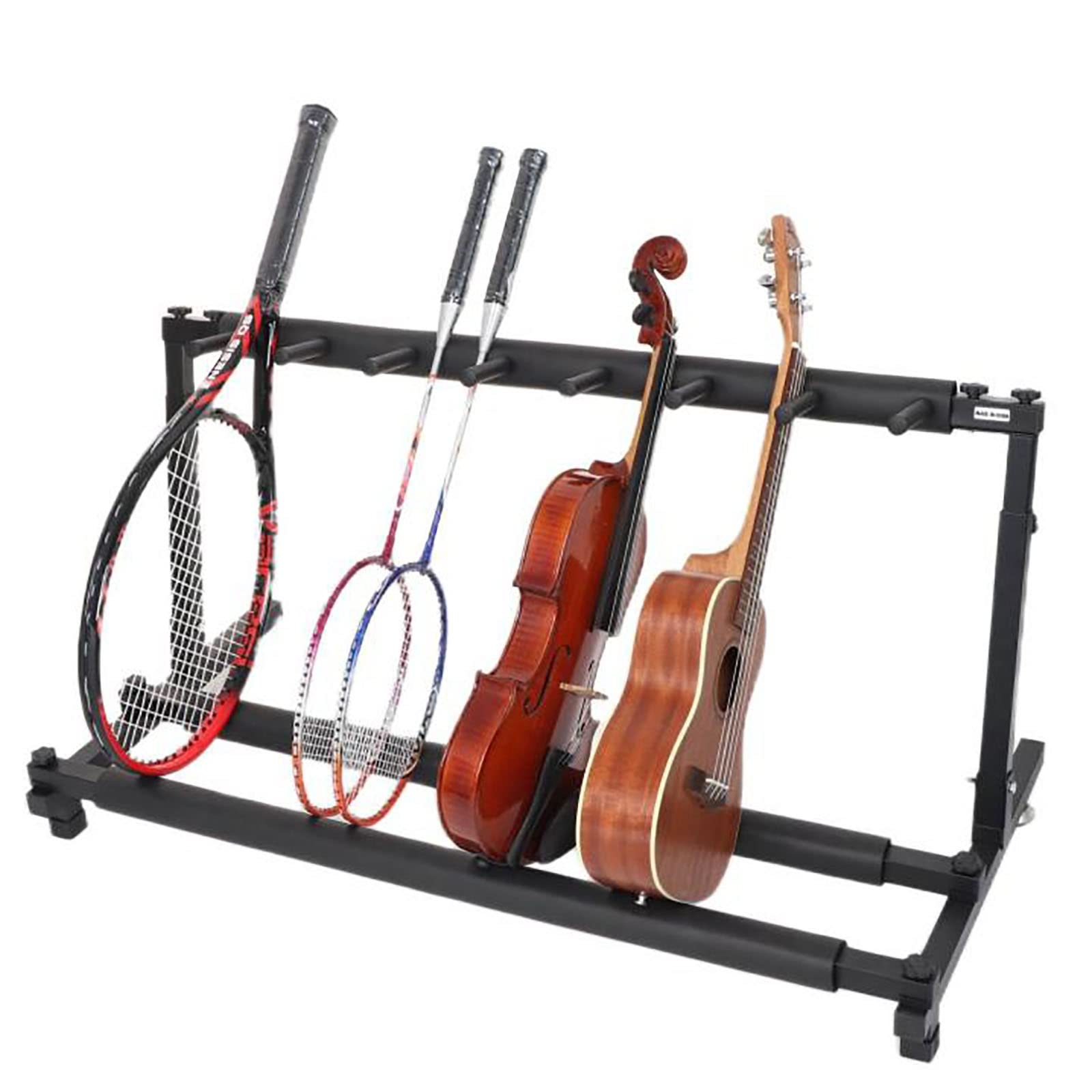 FAXIOAWA Supporto per Racchetta da Tennis Pieghevole per impieghi gravosi, espositore per Chitarra Verticale in Metallo Nero per Palestra, Sala Giochi, Scuola, Porta Racchetta da Badminton
