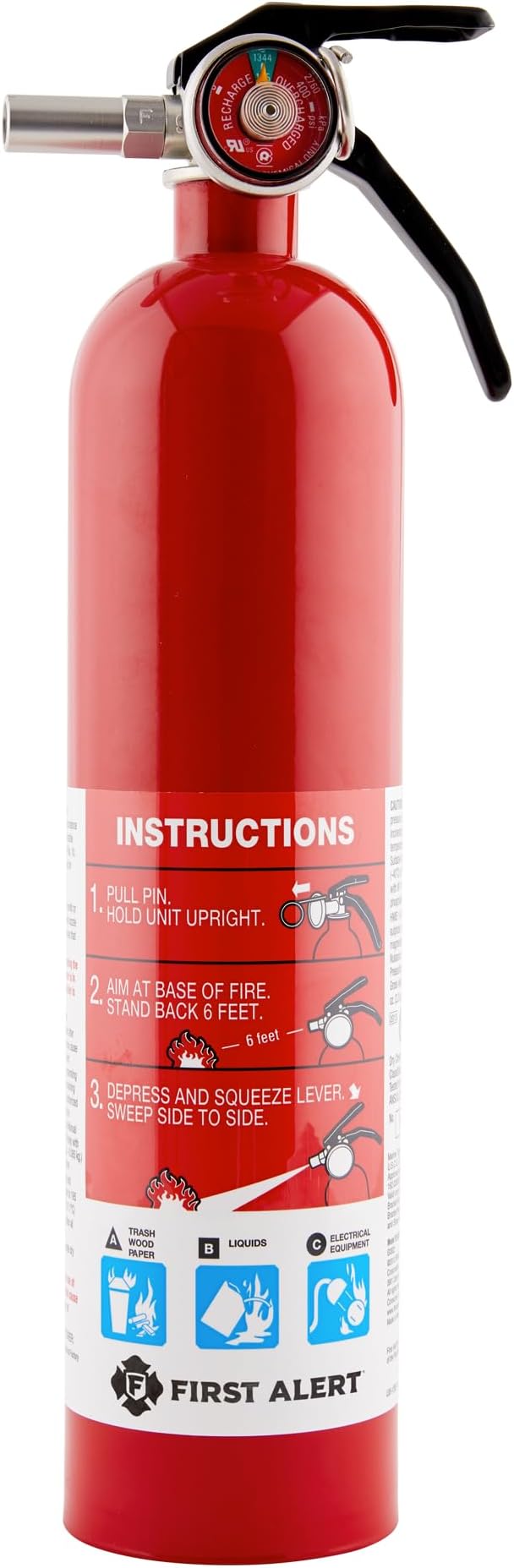 First Alert Fire Extinguisher for Home, Standard Rechargeable Compliance Unit, UL RATED 1-A:10-B:C, HOME1, Red with Metal Bracket Bundle, 1-Pack