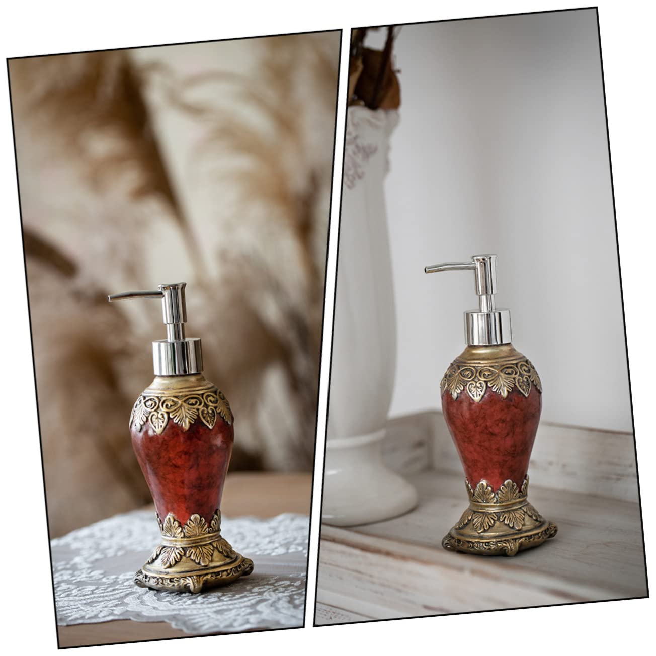 PACKOVE Dispenser Liquido con Design Retro per Shampoo e Lozione Erogatrice per Bagno Ottima Decorazione per Domestici