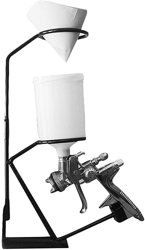 Soporte para pistola de pintura y colador de pintura, soporte de pintura con doble función sostiene filtro de pintura y pistola pulverizadora,