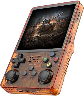 R36 Plus レトロ携帯ゲーム機 12エミュレーター搭載、4.0インチIPS OCAスクリーン レトロゲーム機、オープンソースLinuxシステム 携帯型エミュレーター、ポータブルポケットミニコンソール、ポルトガル語、英語、韓国語、中国語などのディレクトリナビゲーション言語をサポート (透明オレンジ, 128GB)