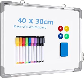 ARCOBIS Magnetisch Whiteboard Klein, Mini A3 Whiteboard 40x30cm Magnettafel Wand HäNgende Doppelseitige Tafel füR Planung, To Do Liste, Schule, Zuhause, BüRo (Silber)