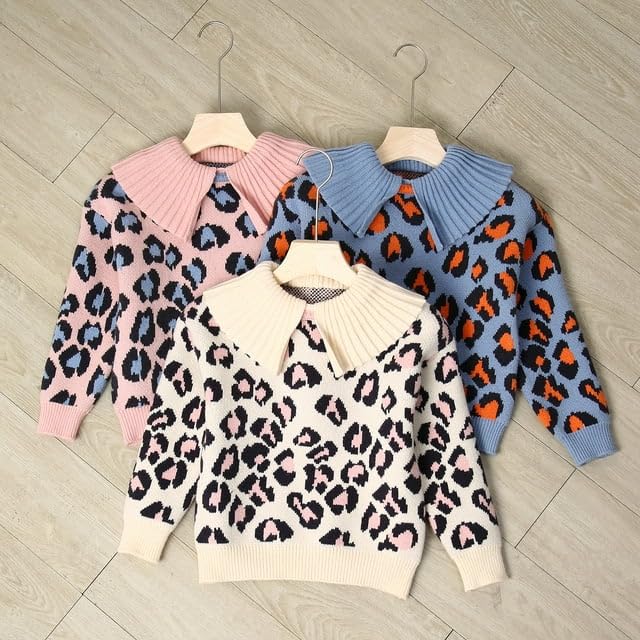 Richie House Kids Girls Winter Pullover Knitted Sweater Lapel Collar Thick Warm Coat RHK30024