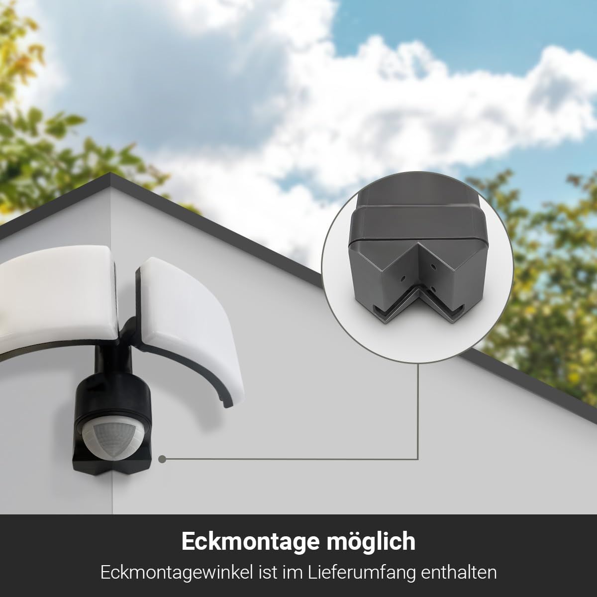 LongLife LED 2-fach LED Außenstrahler | 40 W | 4000 K Neutralweiß | Integrierter Bewegungsmelder | Anthrazit | IP65 | Energieeffizient | Langlebig & Robust