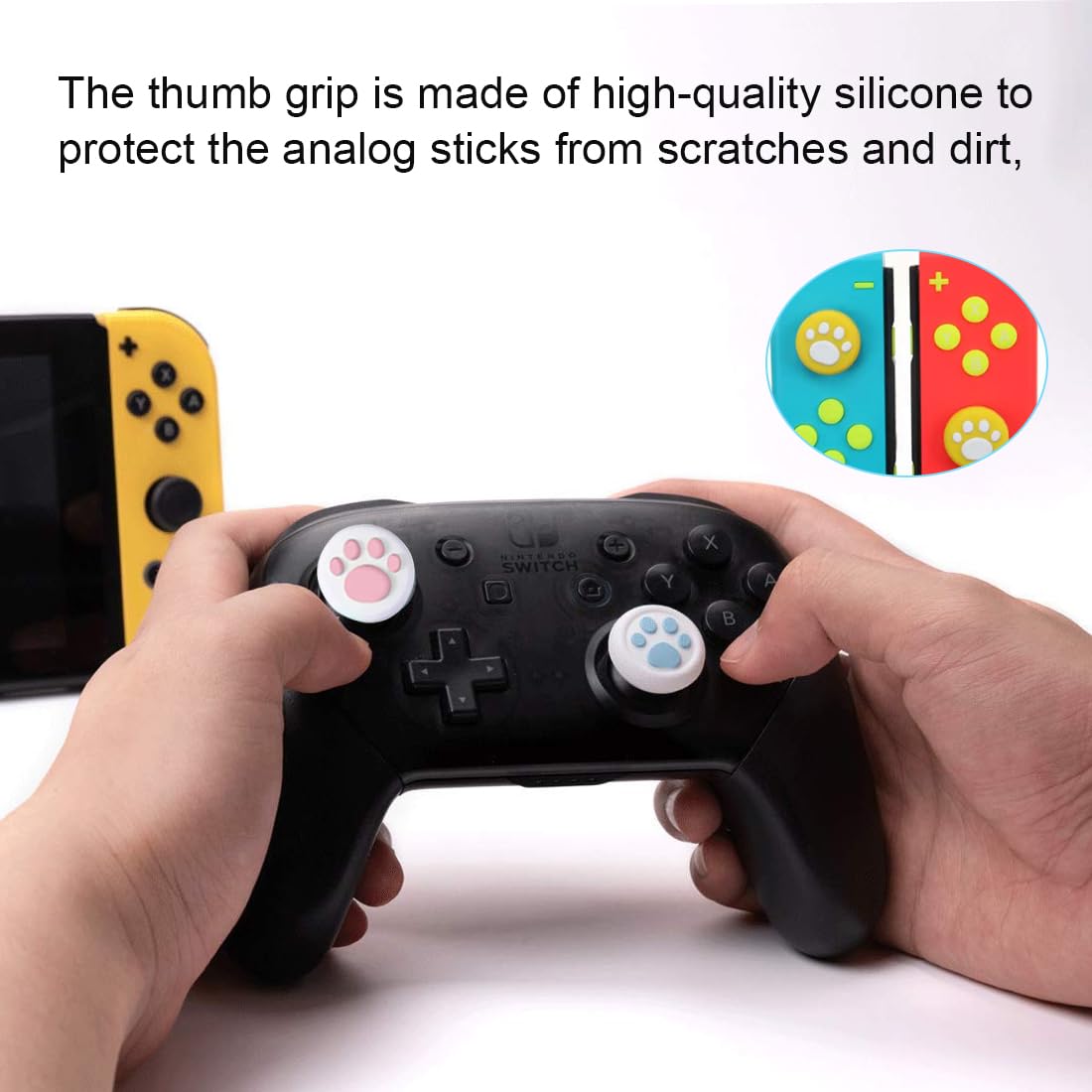 12 Piezas Tapas de Agarre para el Pulgar Compatible con Nintendo Switch y Switch Lite Cubierta Protectora de Botones de Silicona Diseño de Pata de Gato