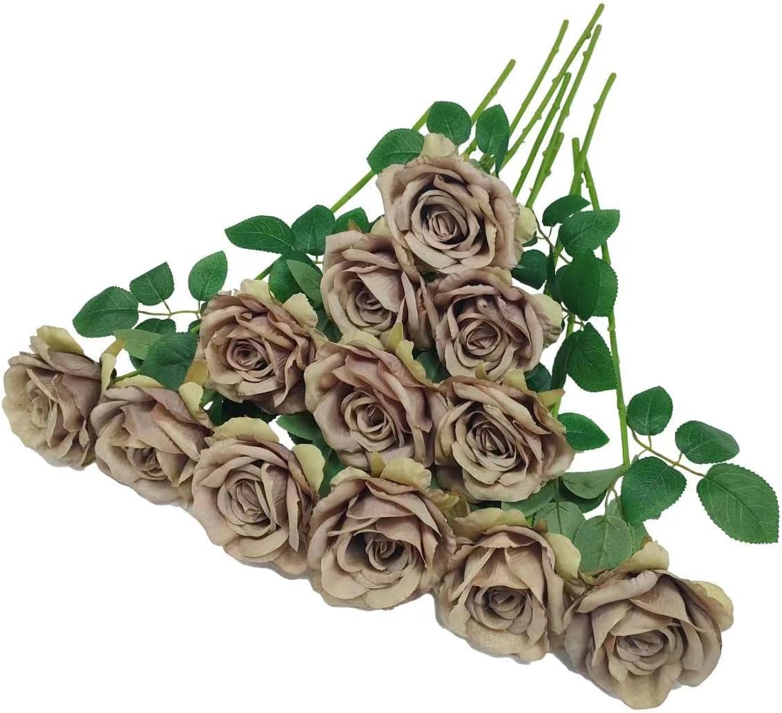 Amazon.com: ATFL Grey Rose Bouquet,Flower Diameter 4'',12 Pcs ...